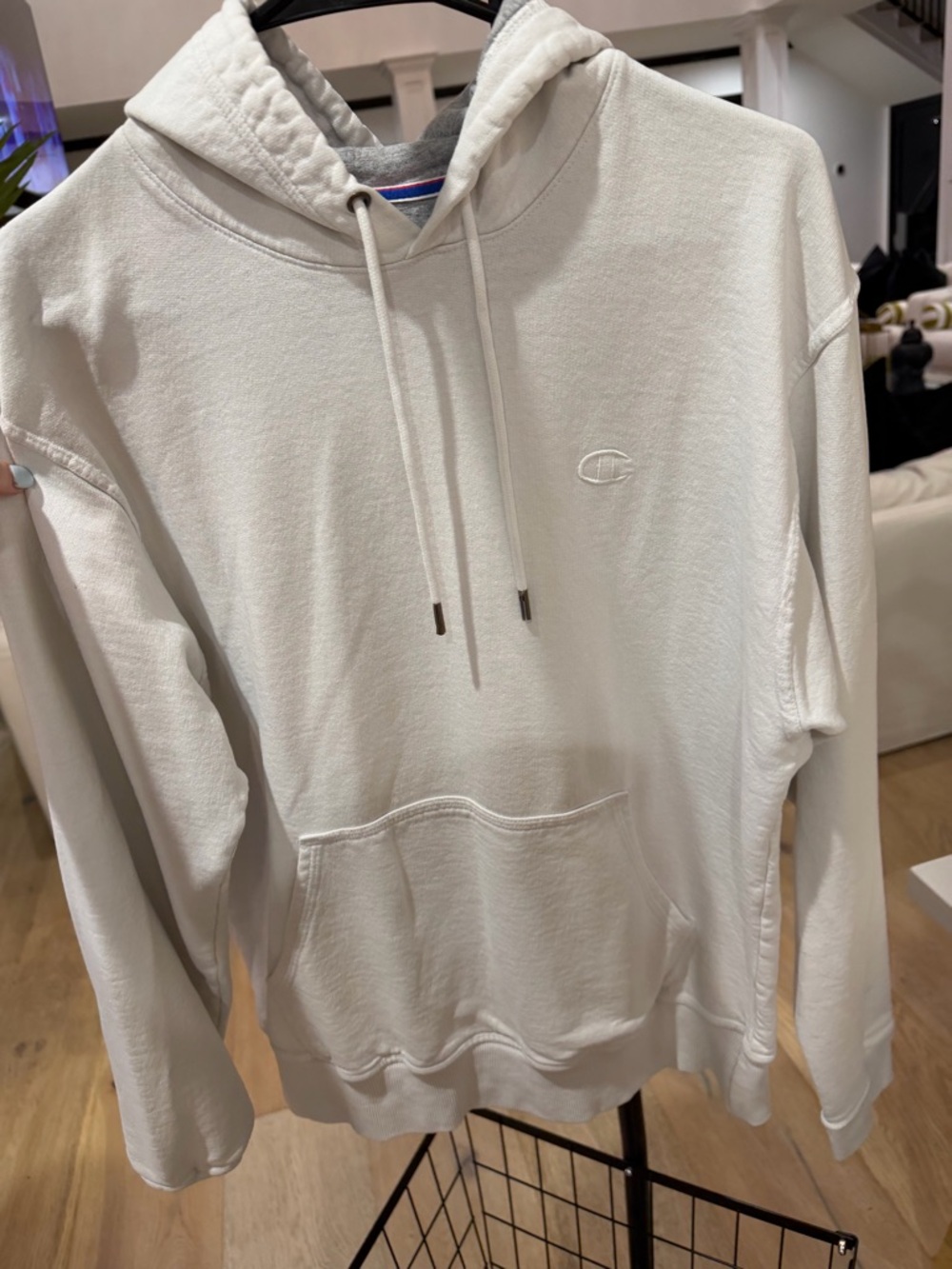 Champion Cream Pullover Hoodie with Subtle Chest Logo